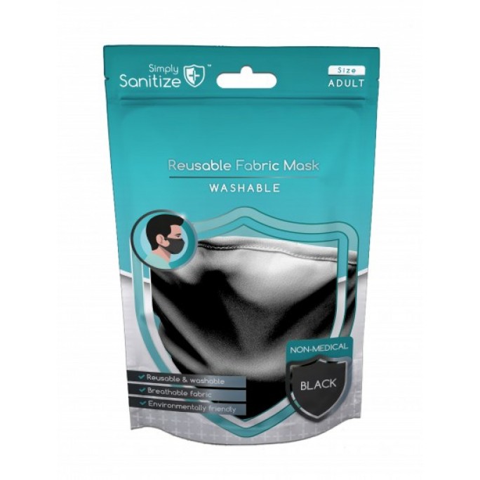 Reusable Fabric Face Masks - Pack of 5 (Black) Reusable Fabric Face Masks - Pack of 5 (Black)